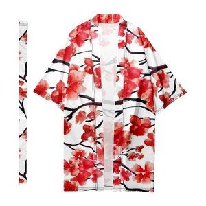 Kimono long japonais pour hommes, costume de samouraï, kimono <span class=keywords><strong>traditionnel</strong></span> à motif Sakura, chemise kimono, veste <span class=keywords><strong>Yukata</strong></span> 5 - Product Image 2