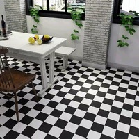 Revêtement de sol décoratif en vinyle imperméable noir et blanc moderne en rouleau pour chambre et usine
