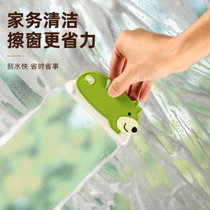 Espátula con forma de oso para limpieza de ventanas de vidrio, mini herramienta de plástico, color blanco y verde - Product Image 2