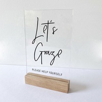 Support de numéro de table en acrylique en forme de L/T personnalisé, support de menu, support de signalisation en acrylique avec base en bois pour table
