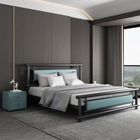 Lit double en fer forgé 1,8 m et lit simple 1,5 m, design moderne minimaliste éco-responsable, épaissi et renforcé, idéal pour la location d'appartements