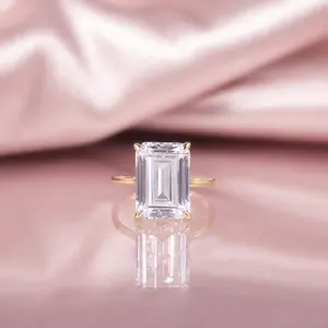 OL1482 Abiding Wholesale Price 10 Carat Emerald Cut Moissanite Diamond 14K 18K Real Gold Engagement Rings