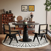Table à manger ronde de style français, inspirée du milieu du siècle, en bois de frêne blanc, 1 mètre, en bois massif, pour balcon/petit appartement