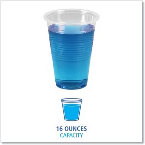 Gobelets en plastique translucide jetables Boardwalk 16oz pour boissons froides, 50 gobelets/sac, 20 sacs/carton, 20 cartons/caisse - Product Image 3