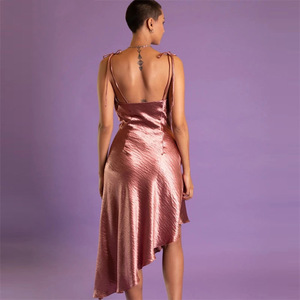 Vestido Midi sin Mangas y Espalda Descubierta para Mujer, Estilo Europeo Americano, Color Sólido, Diseño Irregular, Ropa de Noche - Product Image 3