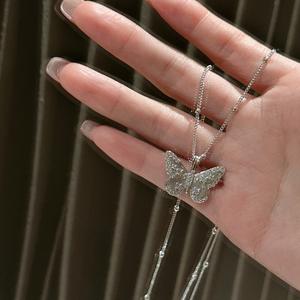 Collar con Colgante de Plata de Ley S925 con Forma de Lazo y Cuadrado Pequeño, Diseño de Lujo Ligero, Dulce, Romántico y Exquisito, con Patrón de Estrella en Caja - Product Image 4