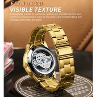 Jam Tangan Pria BINBOND B1010 Original, Model Double Hollow Fashion, Bahan Stainless Steel Mewah Tahan Air Warna Emas, Quartz untuk Bisnis