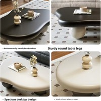 Nordic Modern Cream & Black Holz Couch tisch Einfaches High-End-Haus mit kreativem unregelmäßigem Cloud-Design für Wohnzimmer