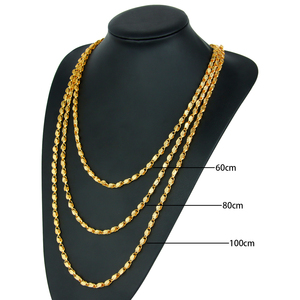 Dubai Fashion Gold <b>Necklace</b> <b>Chains</b> 21k Gold Plated 60/80/100cm Unisex Vintage Jewelry Nigeria Wedding Jewelry - Product Image 2
