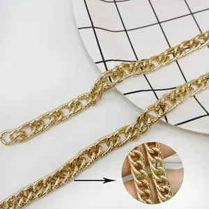 Toptan metal takı zincir çanta donanım köpüklü zincir moda dekoratif glitter zincir linkler 8.5*15mm