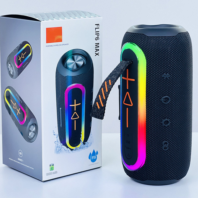 6 Max Portable for Bluetooth 5.3 Wireless Speaker RGB LED Lighting USB Aux Multifunctional FM Radio Clear Computer Battery