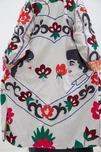 Classic Women's Suzani Hand Embroidered Floral <b>Pattern</b> Canvas <b>Quilted</b> <b>Jacket</b> Autumn Winter Boho Crewel Woven Button 100% Cotton - Product Image 5