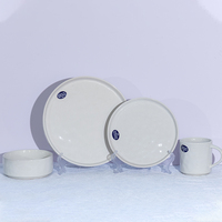 Service de table en céramique classique blanchie à la cuite, 4 pièces, de luxe, passe au lave-vaisselle, compatible micro-ondes, résistant à la chaleur