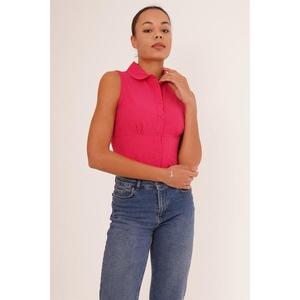 Blusa Lustrin para Mujer, Color Fucsia, Manga Corta, con Detalle de Corsé - Elegante Blusa al por Mayor para Boutiques de Moda - Product Image 2