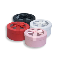 Coffrets cadeaux avec ruban coloré rond en PVC, boîte à fleurs pour chapeau en carton, logo personnalisé