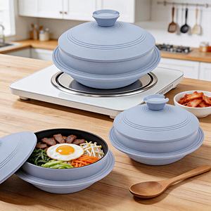 Casserole coréenne en fonte d'aluminium antiadhésive OEM, pour soupe miso, ragoût, bibimbap, pot <span class=keywords><strong>à</strong></span> <span class=keywords><strong>riz</strong></span>, Ttukbaegi - Product Image 4