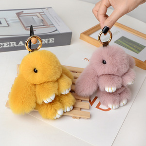 Grandi 18cm e piccoli da 15cm morbidi graziosi portachiavi con coniglietto e capelli di coniglio giocattoli di peluche e accessori con ciondolo per auto borsa portachiavi e bambole