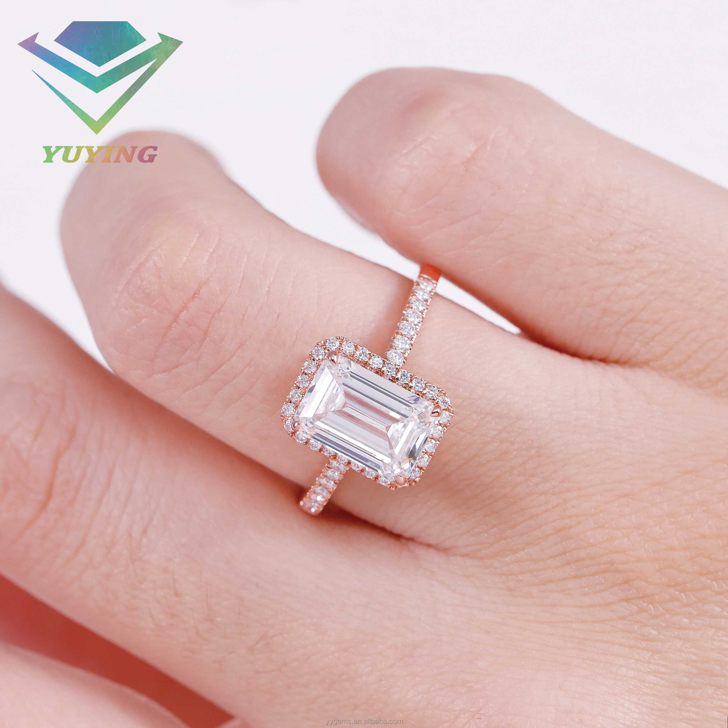 Emerald cut diamond ring
