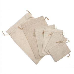 Jute Cotton Canvas <b>Drawstring</b> Bag 10*18cm Customizable Gift Wrapping <b>Pouch</b> with Silk Screen Printing and Custom Logo - Product Image 4