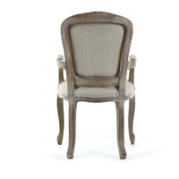 Chaise de salle à manger Anji Kasei, design moderne, en bois de caoutchouc, grand dossier haut, avec accoudoirs