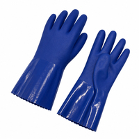 Gants de sécurité réutilisables en PVC micro-sableux bleus de 27 cm, personnalisables en gros, avec flocage coton, pour le nettoyage – Direct Usine