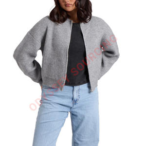 Pull cardigan élégant à fermeture éclair pour femmes avec logo 100% coton sur le devant Tissu doux Coupe confortable Parfait pour l'hiver Superposition - Product Image 5