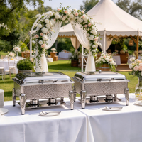 Ensemble de réchauds de buffet commerciaux 9L, réchaud martelé avec couvercle en verre transparent pour service de plats chauds lors de mariages et banquets