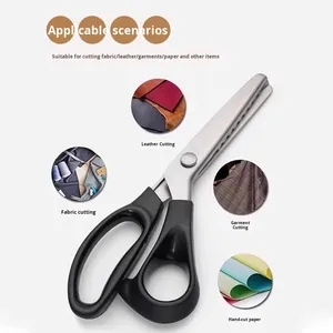 <span class=keywords><strong>Tijeras</strong></span> de <span class=keywords><strong>Costura</strong></span> de Acero Inoxidable con Mango de Plástico y Dientes Ondulados para Tela y Encaje, Venta al por Mayor de Fábrica - Product Image 3