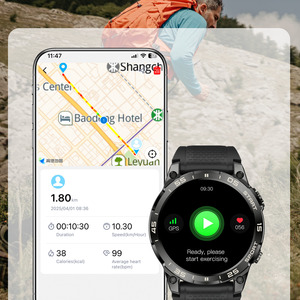 프리미엄 아웃도어 <span class=keywords><strong>1</strong></span>.43 "AMOLED 풀터치 스마트 워치: BT 통화, 온도/수면 모니터, IP68 실리콘 스트랩 - Product Image 4