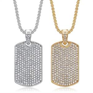 Collane con Ciondolo <span class=keywords><strong>Hip</strong></span> <span class=keywords><strong>Hop</strong></span> Card Bar <span class=keywords><strong>Rap</strong></span>, Gioielli alla Moda in Acciaio Inossidabile Impermeabile con Zirconi Cubici, Placcato Oro 18K per Uomo e Donna - Product Image 1