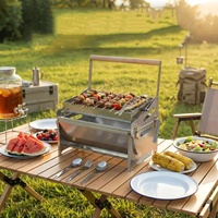 Barbecues en acier inoxydable, barbecues multifonctions réversibles, barbecues pliants pour le camping en plein air, équipement d'été pour la maison