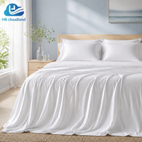 Ensemble de draps en bambou Cloudland certifié OEKO-TEX et approuvé GOTS, confort rafraîchissant naturel, 400TC, garni de soie, taille Queen, 6 pièces