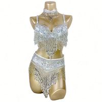 Costume de danse du ventre professionnel pour femmes, vente flash, 3 pièces/ensemble - Soutien-gorge en dentelle sexy, plusieurs couleurs, taille unique, robe de spectacle sur scène