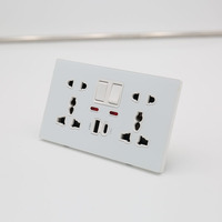 Prise murale BENDI en verre trempé, 2 interrupteurs, 5 broches, port de charge USB Type-C 18W, IP22, 16A, prise universelle pour hôpital