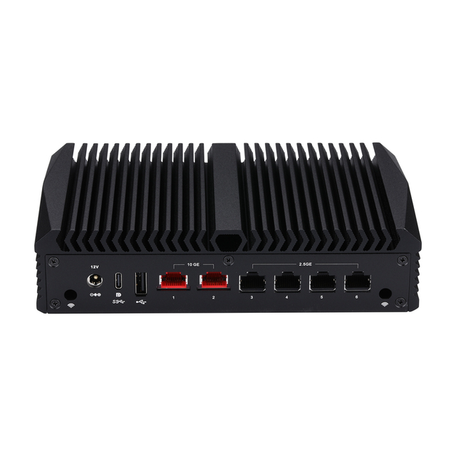 K10900H6 Firewall Switch DDR5 N100 Processor 2*10G and 4*2.5G LAN Fanless Linux Mini PC