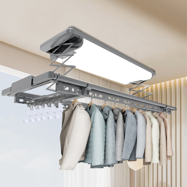 Electric 35KG Heating Foldable Aluminum Clothes Hanger Automated Laundry Racks Airer Drying Balcony/Bedroom
