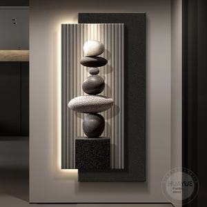 Decoración de entrada de lujo moderna Lámpara de pared de porcelana de cristal de paisaje de gama alta Pinturas impresas en HD de doble capa para pared - Product Image 3