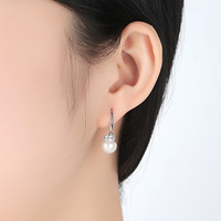 CZCITY Boucles d'oreilles pendantes vintage en argent sterling 925, forme couronne mignonne, perle d'eau douce de 9-9,5 mm, plaqué rhodium, bijoux pour femmes