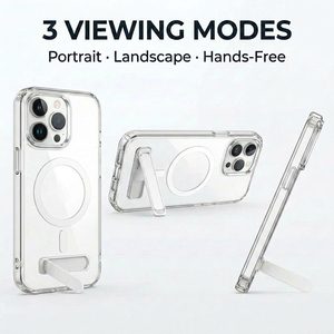 Custodia Magnetica Sottile Trasparente con Supporto per <span class=keywords><strong>iPhone</strong></span> 17 16 15 <span class=keywords><strong>Pro</strong></span> <span class=keywords><strong>Max</strong></span> 14 <span class=keywords><strong>13</strong></span> 12 11 <span class=keywords><strong>13</strong></span> Mini, Resistente all'Ingiallimento e con Modalità Multi-Supporto - Product Image 2