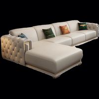 Nouvelle Arrivée Canapé de Salon Moderne de Luxe en Cuir à Boucles, Ensemble de Canapés Modulaires Combinables