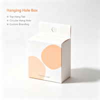 Boîte en carton blanc personnalisée avec trou de suspension, acceptant les commandes d'échantillons, boîte recyclable pour l'emballage et la présentation de produits en vente au détail