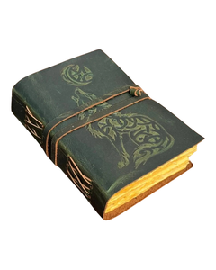 Carnet en cuir gaufré motif loup, fait main, vintage, avec pages vierges pour écrire, dessiner, croquis, journal intime, voyages et notes - Product Image 6