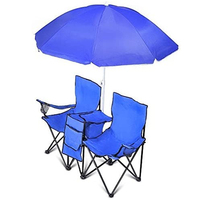 Chaises de camp de plage pliantes et inclinables à double siège portable pour l'extérieur Chaise double pour balcon de parc de plage avec parapluie