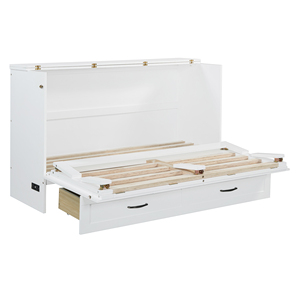 Queen Size Modern <b>Convertible</b> Murphy <b>Bed</b> with Adjustable Features Pine Wood Construction Large Drawers 5-Year Warranty - Product Image 3