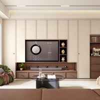 Mueble de TV Moderno de Madera Contrachapada con Pantalla LED, Gabinete de Almacenamiento Resistente, Muebles Personalizados para Sala de Estar y Hotel