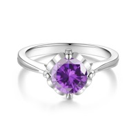 Bague en argent S925 avec pierre de naissance multicolore, moissanite ronde unique et motif floral, bijou quotidien pour femme