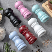 Ensemble moulin à sel et à poivre manuel classique réglable en bois, avec moulin à sel et à poivre en céramique, finition PU colorée 4 pouces, rechargeable, pour cuisine