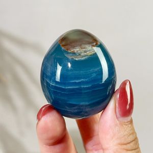 Vente en gros d'œufs de pierres de guérison en obsidienne arc-en-ciel naturelle/aventurine verte/onyx bleu, cristal, œuf mignon pour la décoration de la maison, cadeau - Product Image 2