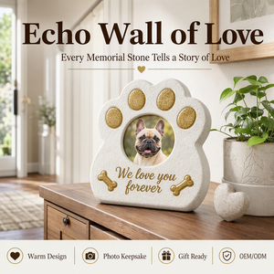 Produit phare : Cœur en pierre doré avec ailes florales gravées et texte, base stable, cadeau commémoratif pour animaux de compagnie, idéal pour les amoureux des chats - Product Image 1