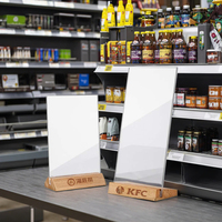Support de menu de table en acrylique en bois | Carte de tente d'affichage de restaurant en plastique transparent A4/A5/A6